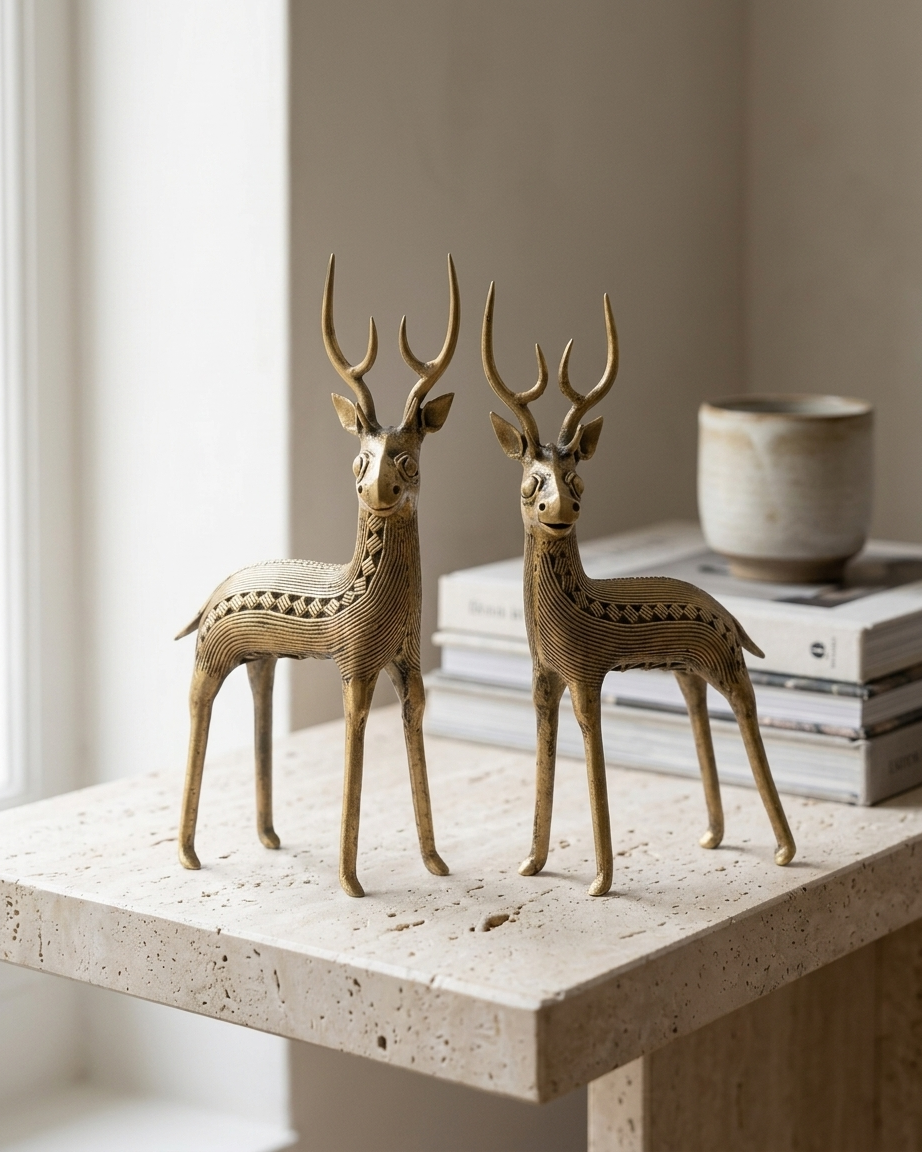 Deer Pair — Dhokra brass figurine